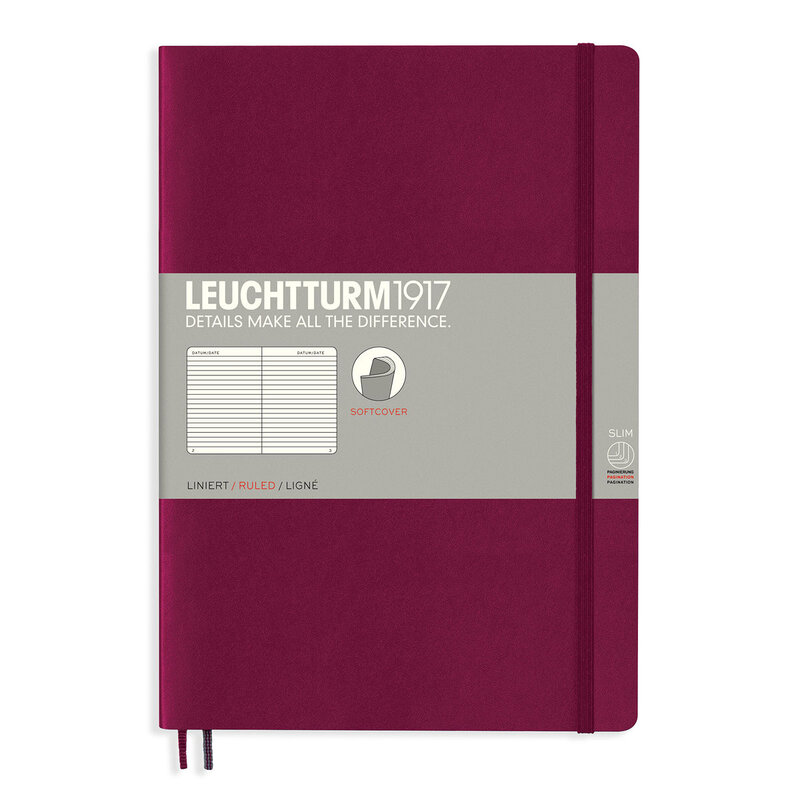 Anteckningsbok Leuchtturm1917 B6 Soft Linjerad Port Red