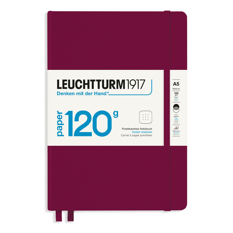 Anteckningsbok Leuchtturm1917 A5 120g Prickad Port Red