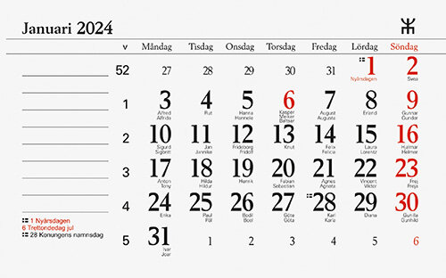 Kalender 2024 Månadsblock 144x90 mm FSC