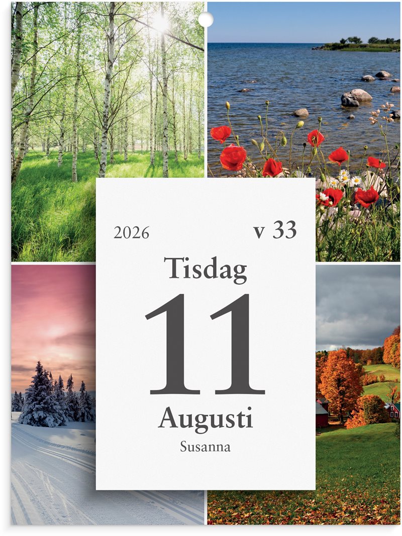 Kalender 2026 Väggplån med dagblock Årstiderna