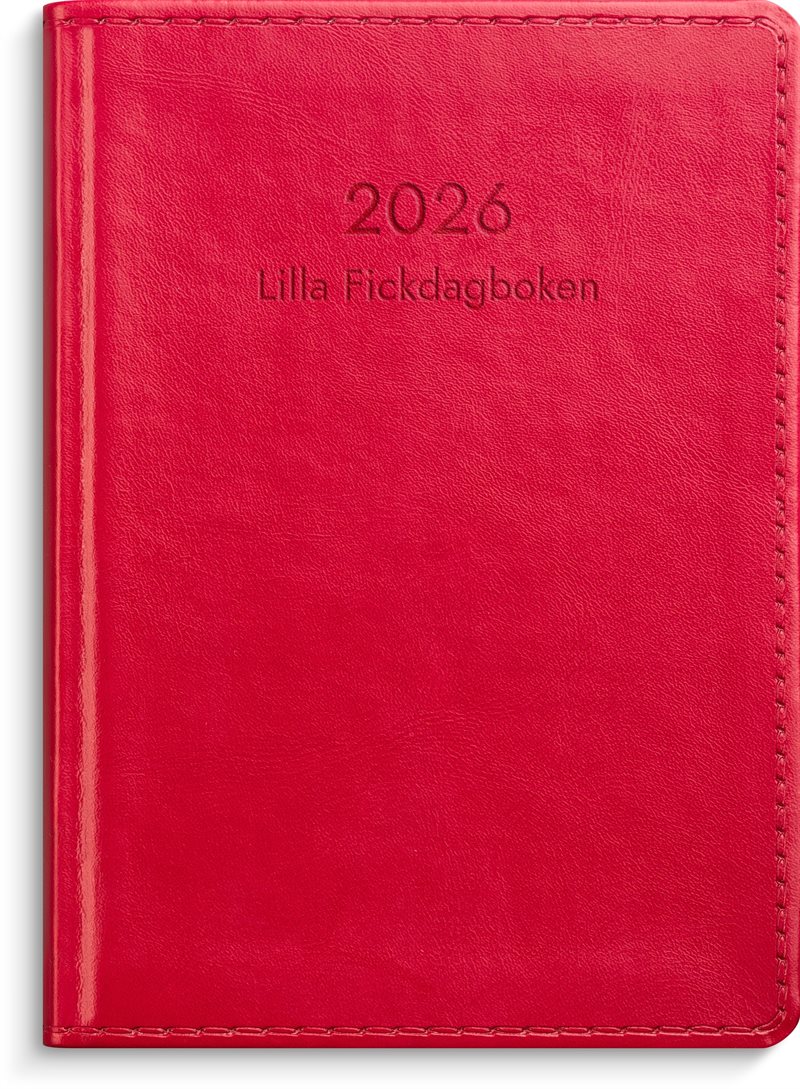 Kalender 2026 Lilla Fickdagboken rött konstläder