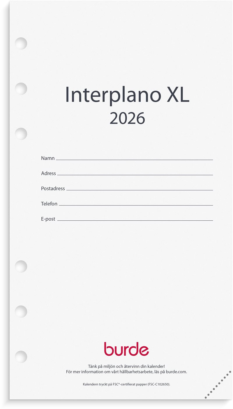 Kalender 2026 Regent kalendersats Interplano XL