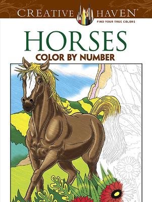 Creative haven horses color by number coloring book