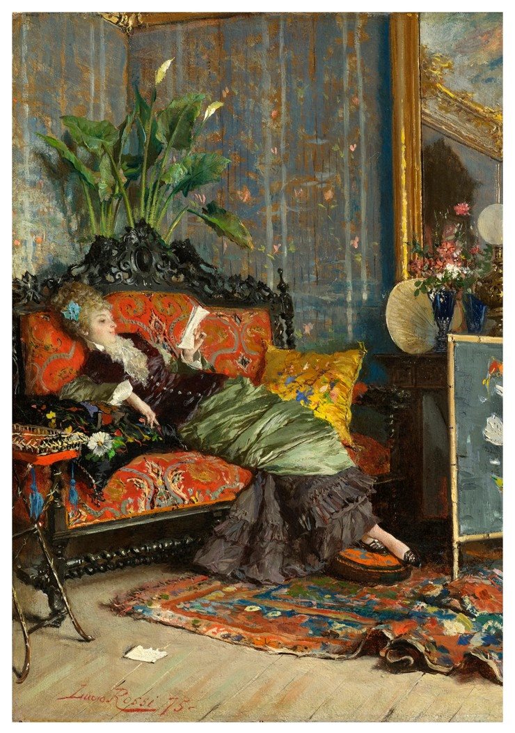 Young Woman Reading Notecard