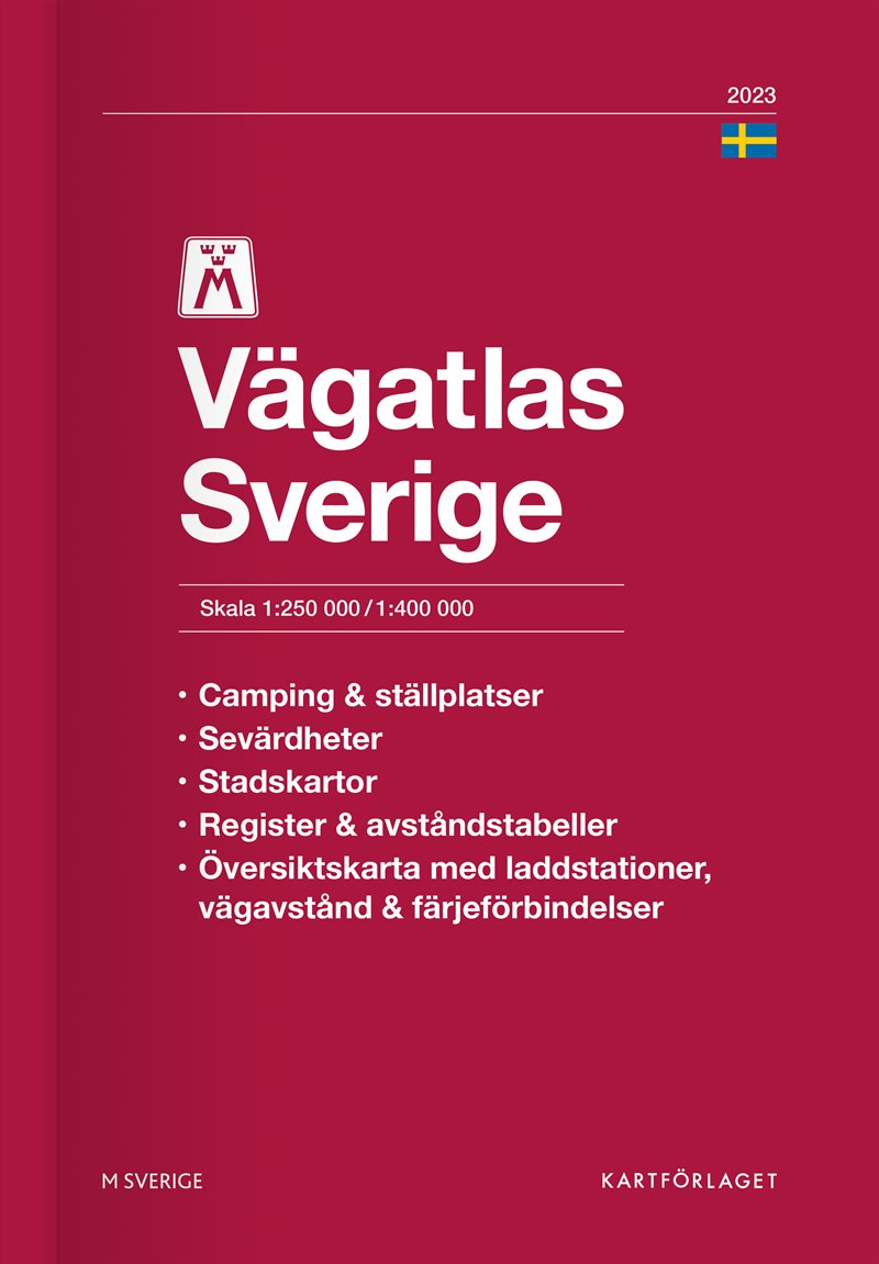 M Vägatlas Sverige 2023 : Skala 1:250.000-1:400.000