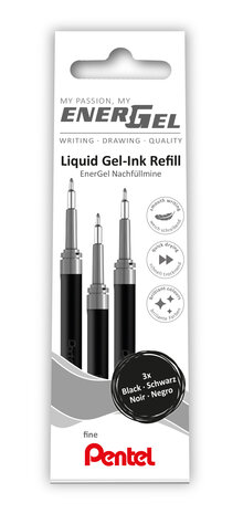 Refill PENTEL EnerGel needle svart 3/fp