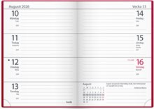 Kalender 2026 Lilla Fickdagboken rött konstläder